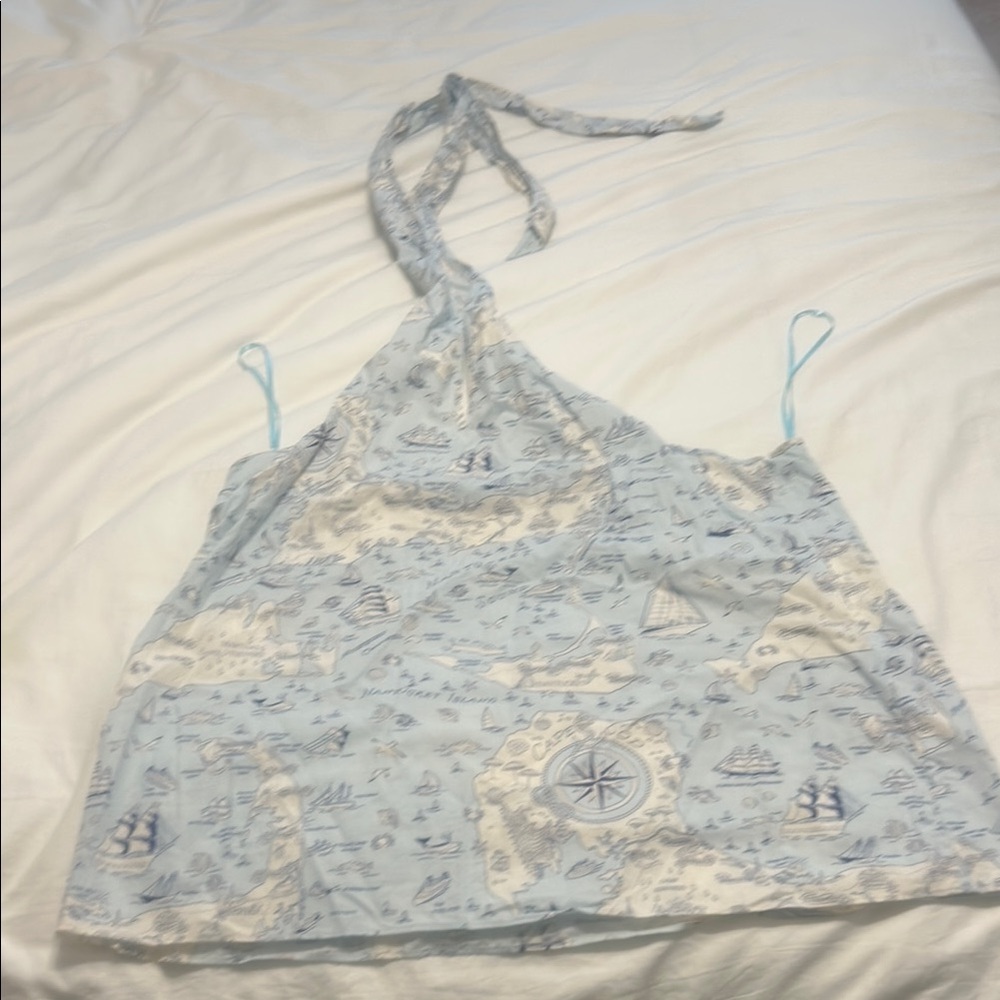 J. Crew Light Blue Nautical Print Top
